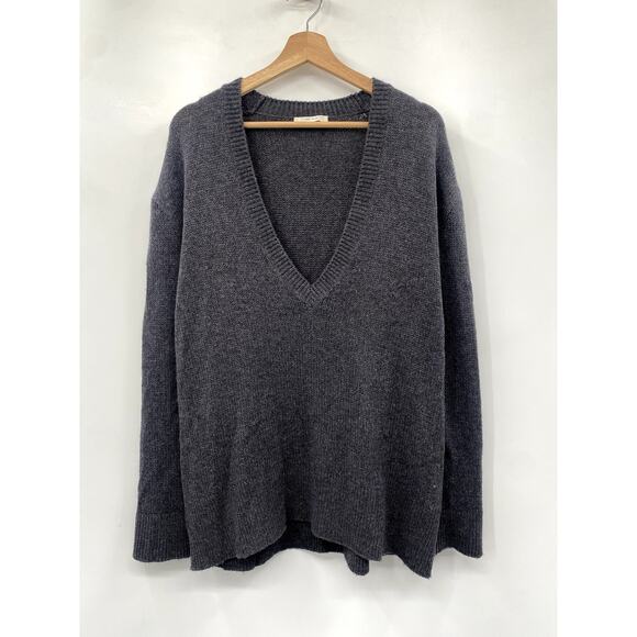 The Row Baudelia Deep V Neck 100% Cashmere Oversized Sweater Tunic Grey - Picture 3 of 10